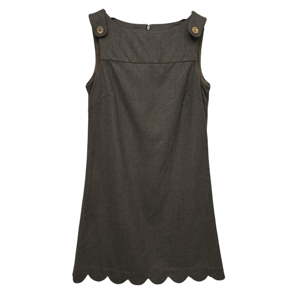 VTG Lilly Pulitzer Wool Sleeveless Shift Dress Scalloped Hem Button Detail Sz 0